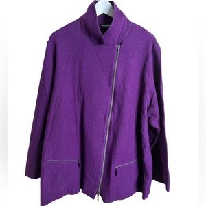Samoon by Gerry Weber Purple Wool Asymmetrical Zip Jacket